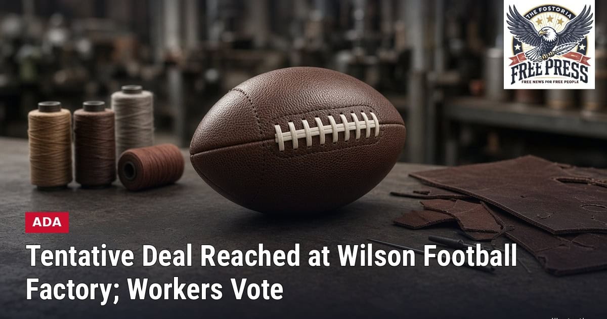 Fostoria News Workers at Wilson Football Factory vote on tentative deal in Fostoria, Ohio.